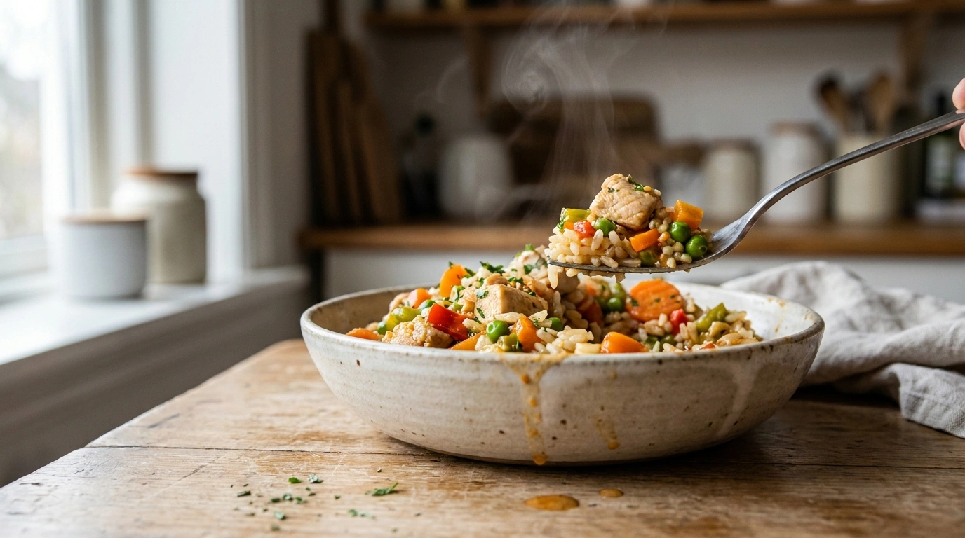 Billig risret med kylling og grøntsager på 20 min